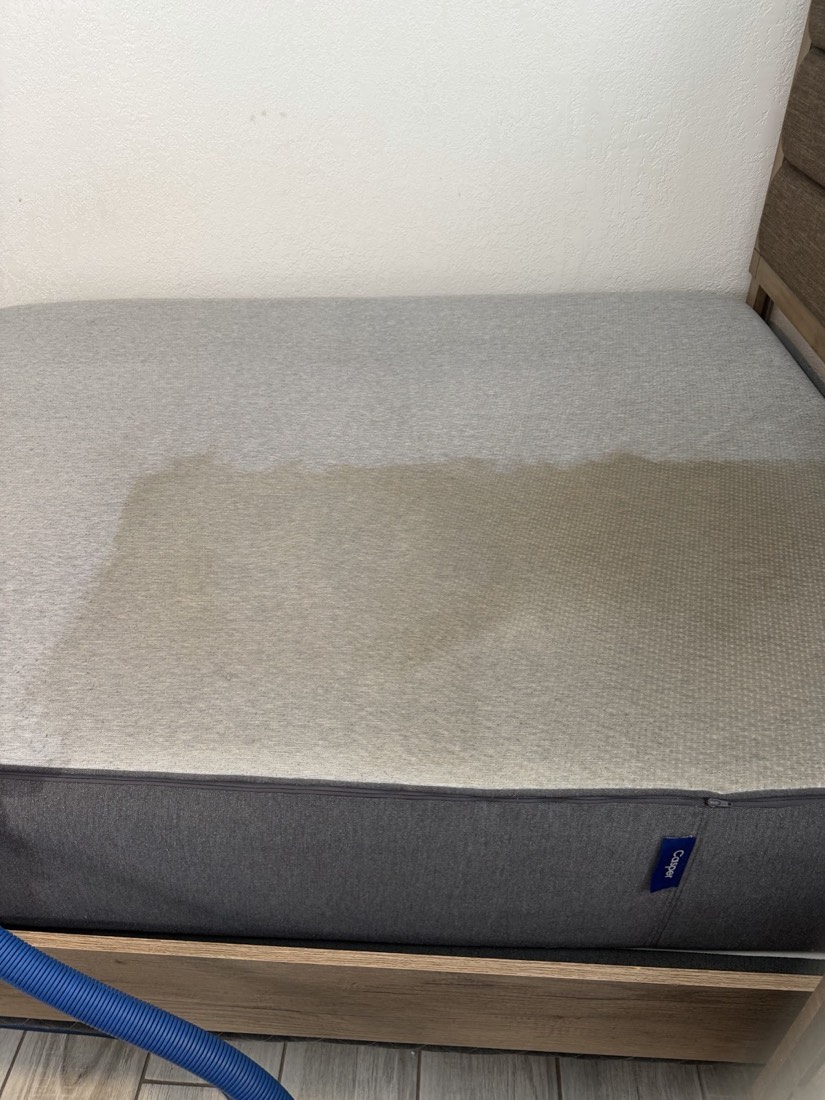 A mattress with a freshly cleaned strip